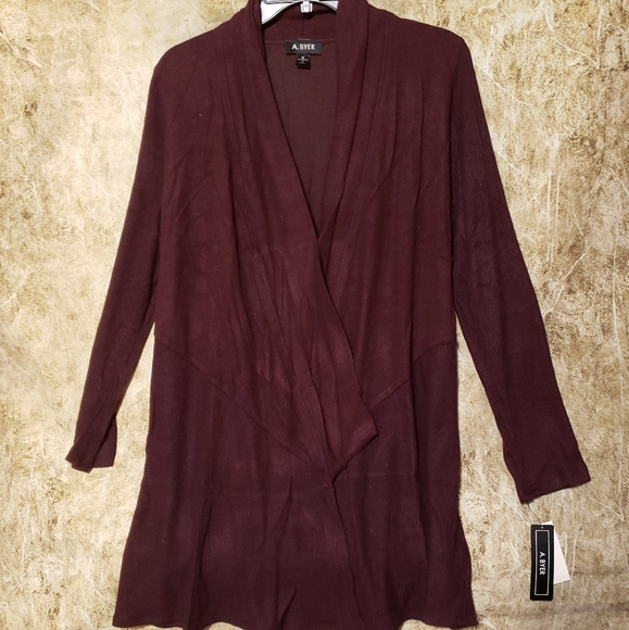 A. Byer Jackets & Blazers - A. BYER BURGUNDY CARDIGAN FUZZ COZIES Medium